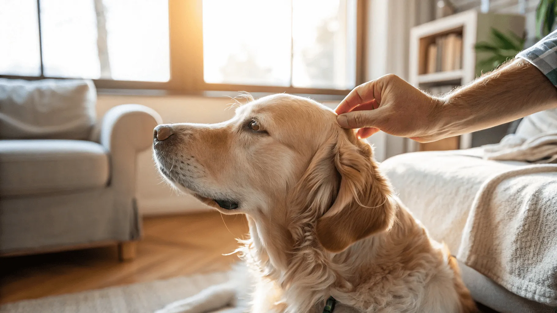 golden retriever receiving a dog allergy supplement for itch relief